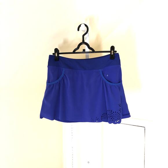 Athleta NWOT Women's Royal Blue Lazer Cut Design Skort Size S - Picture 1 of 7